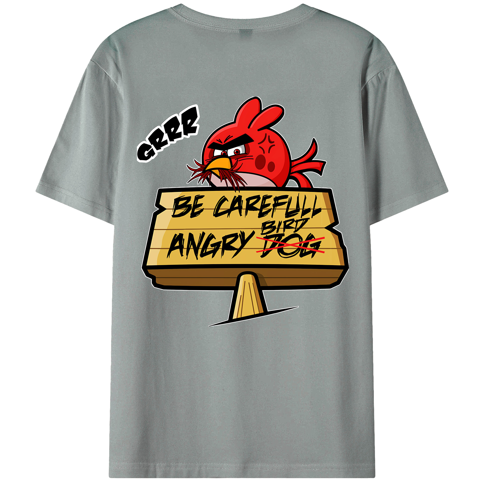 （画像用） Angry Birds アングリーバード 綿100％ メンズ半袖Tシャツ（バックプリント） 通気性